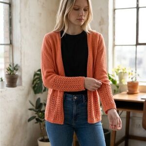 Josephine Chaus Light Coral Open-Front Knit Cardigan